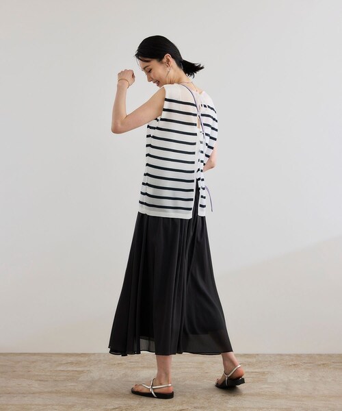 ROPE'(ロペ)の「シャイニー2WAYリボンブラウス/洗える(シャツ/ブラウス・レディース・ブラック/ネイビー/シルバー・F)」の19枚目の写真