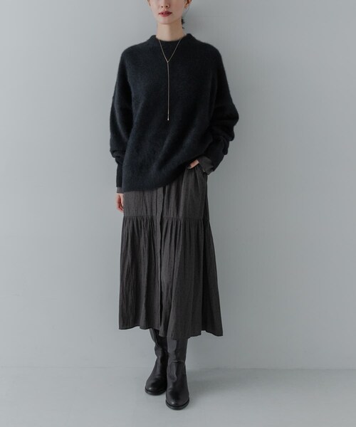 URBAN RESEARCH（アーバンリサーチ）の「ギャザーティアードワンピース（ワンピース・レディース・BLACK/CHARCOAL・Free）」の20枚目の写真