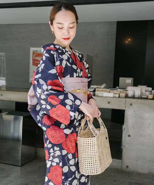 綿麻ゆかた 薔薇