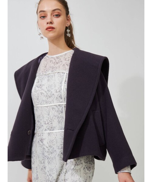 MERCURYDUO（マーキュリーデュオ）の「ウールセーラーカラーコクーンコート（その他アウター・レディース・ライトグレー/ダークブラウン/パープル・F）」の18枚目の写真