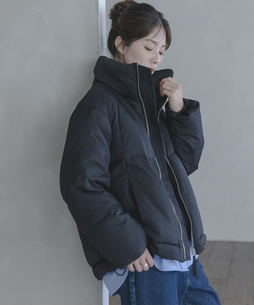 URBAN RESEARCH Sonny Label（アーバンリサーチサニーレーベル）の「ダブルジップスタンドダウンジャケット（その他アウター・レディース・ブラック/ライトグレー/チャコール・Free）」の7枚目の写真