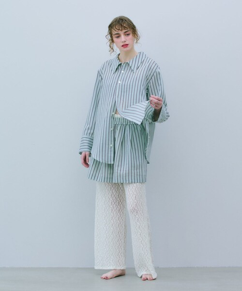 THE GOODLAND MARKET（ザグッドランドマーケット）の「cwtch　STRIPE 2WAY SHIRT（シャツ/ブラウス・レディース・MINT/ORANGE・Free）」の5枚目の写真