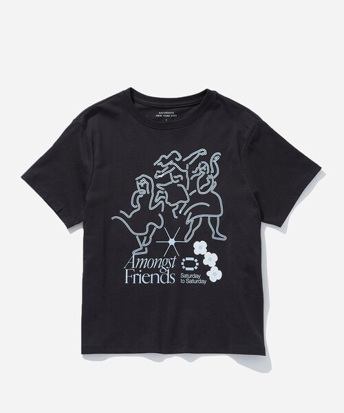 Saturdays NYC（サタデーズ ニューヨークシティ ）の「Amongst Friends Standard Tee（Tシャツ/カットソー・レディース・ブラック/ワイン・S/L）」の2枚目の写真