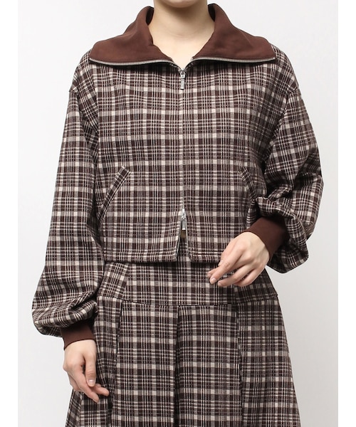 CALNAMUR（カルナムール）の「チェックニットソーブルゾン（ブルゾン・レディース・ブラック/ブラウン・F）」の8枚目の写真