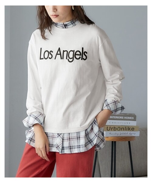 nissen（ニッセン）の「大きいサイズ 綿100％立体ロゴ刺しゅう長袖Tシャツ（Tシャツ/カットソー・レディース・オフホワイト/ネイビー/ミントグリーン/チャコールグレー・L/LL/3L/4L/5L/6L/8L/10L）」の11枚目の写真