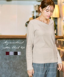 nissen | 綿混アシンメトリーカットソートップス＜大きいサイズ有＞(Tシャツ/カットソー)