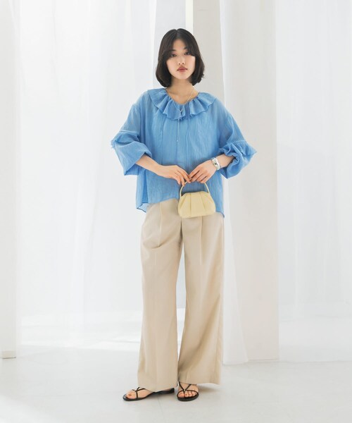 URBAN RESEARCH ROSSO（アーバンリサーチロッソ）の「『WEB/一部店舗限定カラー』楊柳フリルブラウス（シャツ/ブラウス・レディース・SAX/WHITE/YELLOW/PINK・FREE）」の21枚目の写真