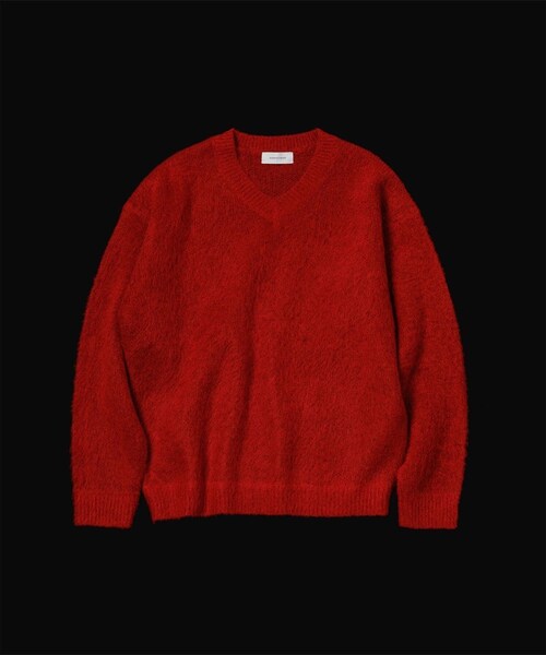 ADAM ET ROPE'（アダムエロペ）の「モヘアミックス オーバーサイズ Vネックニット（ニット/セーター・メンズ・ブラック/キャメル/レッド・L/M）」の13枚目の写真