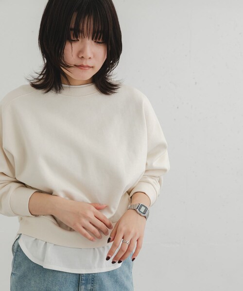 EKAL(エカル)の「フリーダムスリーブスエットプルオーバー(スウェット・レディース・ピンク/オフ/グレージュ・one)」の14枚目の写真