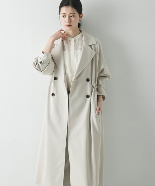 URBAN RESEARCH(アーバンリサーチ)の「『撥水/UVカット』ドロストトレンチコート(ステンカラーコート・レディース・GREGE/BEIGE/BLACK・36/38)」の2枚目の写真