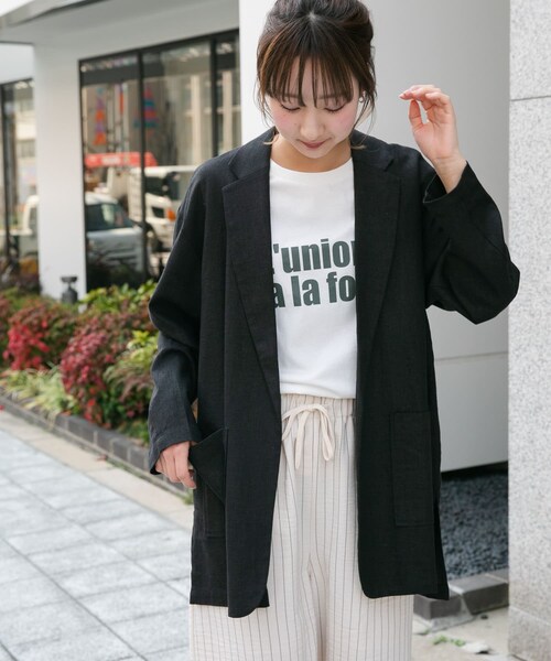 ITEMS URBANRESEARCH（アイテムズ アーバンリサーチ）の「リネンレーヨンジャケット（テーラードジャケット・レディース・BLK/L.BEG/C.BRN・FREE）」の4枚目の写真