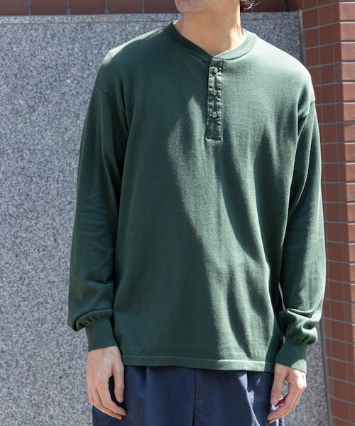 ADAM ET ROPE'（アダムエロペ）の「【Eddie Bauer】Knit Henly Neck Shirts（ニット/セーター・メンズ・ダークブラウン/グリーン・L/M）」の4枚目の写真