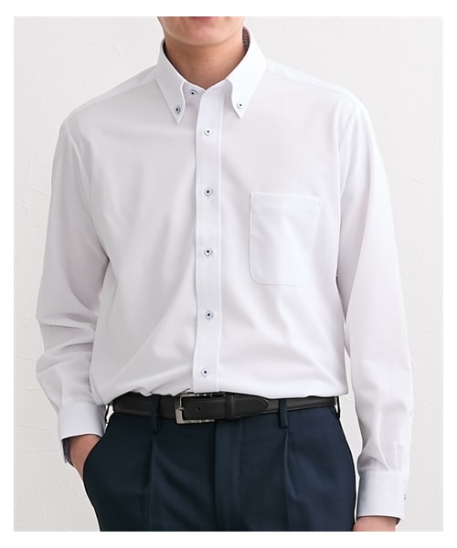 nissen（ニッセン）の「ノーアイロン　ストレッチ長袖ボタンダウンワイシャツ（日本製生地・吸汗速乾）（ビジネスシャツ・メンズ・700ホワイト/780グレー・M/L/LL/3L/4L/5L）」の6枚目の写真