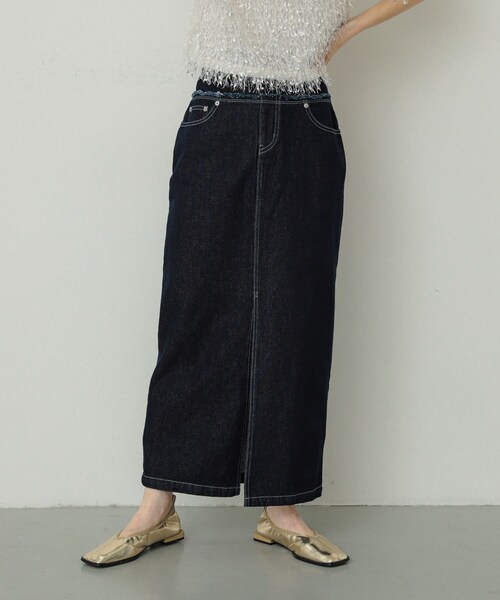 SENSE OF PLACE by URBAN RESEARCH（センスオブプレイスバイアーバンリサーチ）の「レイヤードデニムスカート（デニムスカート・レディース・ONE WASH/L.INDIGO・S/M）」の3枚目の写真