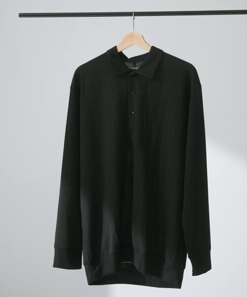 URBAN RESEARCH(アーバンリサーチ)の「THINKWOOL TW MESH POLO SHIRTS LS(ポロシャツ・メンズ・Black・5/6/7)」の2枚目の写真