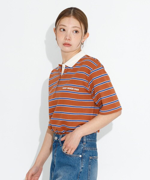 URBAN RESEARCH Sonny Label（アーバンリサーチサニーレーベル）の「メッセージボーダーポロシャツ（ポロシャツ・レディース・ブラウン/オフ/グレー・FREE）」の18枚目の写真