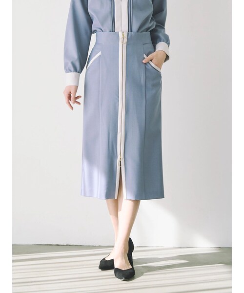 TONAL（トーナル）の「バイカラーZIPタイトスカート（スカート・レディース・オフホワイト/ブルー/ネイビー・S/M）」の15枚目の写真