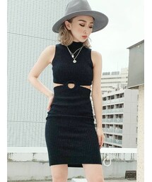 GYDA | ウエストサークルリブニットワンピース(ワンピース)