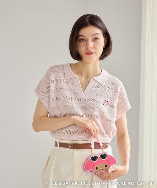 ROPE' PICNIC(ロペピクニック)の「【サンリオキャラクターズ×ROPE' PICNIC】日焼けデザイン フェイスモチーフショルダーバッグ(ショルダーバッグ・レディース・ホワイト系/ラベンダー/ピンク系/ブルー系/イエロー系・F)」の16枚目の写真