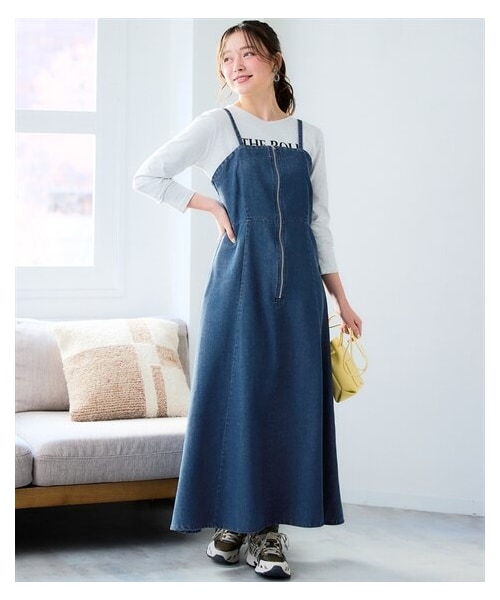 nissen（ニッセン）の「＜大きいサイズ＞フロントジップデニムキャミワンピース（ワンピース・レディース・ウオッシュドブルー/インディゴブルー・L/LL/3L/4L/5L/6L/8L/10L）」の12枚目の写真