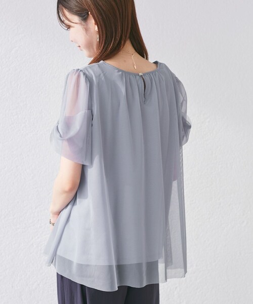 ROPE' PICNIC(ロペピクニック)の「Cutee チュールドッキングツイストスリーブトップス/リンクコーデ(Tシャツ/カットソー・レディース・ブラック/ホワイト/ライトグリーン/ブルー系・38)」の22枚目の写真