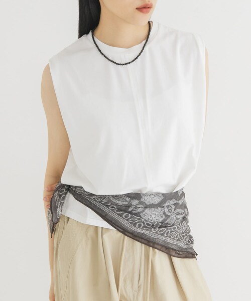 KBF（ケイビーエフ）の「ショルダータックカットソー（タンクトップ・レディース・CHARCOAL/OFF/L.BLUE・One）」の8枚目の写真