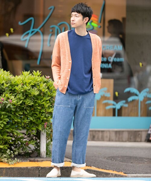 URBAN RESEARCH Sonny Label（アーバンリサーチサニーレーベル）の「トップカラーリネンカーディガン∴（カーディガン/ボレロ・メンズ・オレンジ/グレー/ブルー/グリーン・M/L）」の19枚目の写真