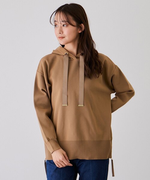 Jayro(ジャイロ)の「軽量ニットフーディー(パーカー・レディース・ブラック/オフホワイト/キャメル・F)」の20枚目の写真