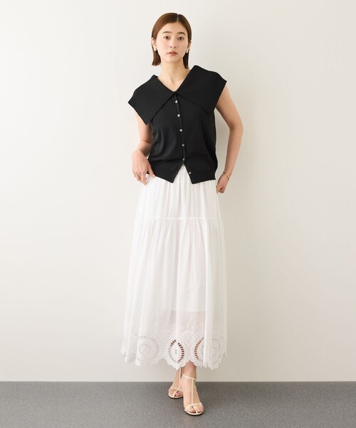ROPE'（ロペ）の「ビッグカラーオフショルライクトップス/イージーケア（ニット/セーター・レディース・ブラック/オフホワイト/ネイビー・F）」の14枚目の写真