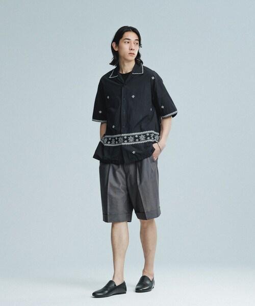 ADAM ET ROPE'（アダムエロペ）の「クロスステッチ ボックスシルエット オープンカラーシャツ（シャツ/ブラウス・メンズ・ブラック/ホワイト・L/M）」の20枚目の写真