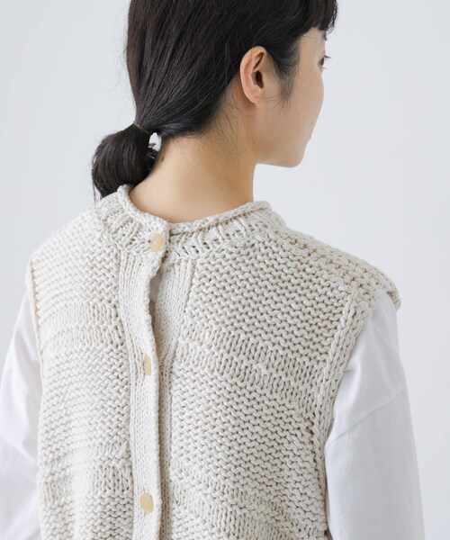 かぐれ（カグレ）の「2WAY綿麻ニットベスト（ベスト・レディース・IVORY/INK BLACK・Free）」の16枚目の写真