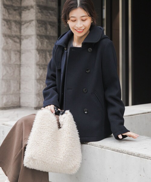 URBAN RESEARCH DOORS（アーバンリサーチドアーズ）の「ショールカラー2WAYショートコート（テーラードジャケット・レディース・CAMEL/NAVY・S/M）」の5枚目の写真