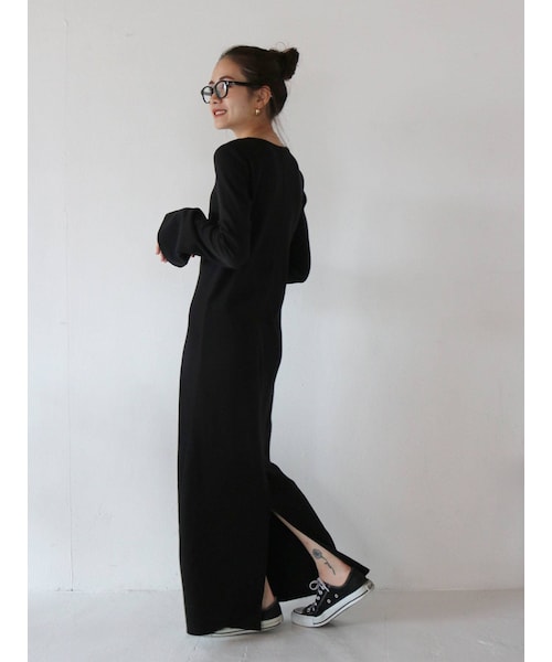 Ungrid（アングリッド）の「フレアスリーブテレコフィットワンピース（ワンピース・レディース・ライトグレー/ブラック/ボルドー/ブルー・F）」の12枚目の写真