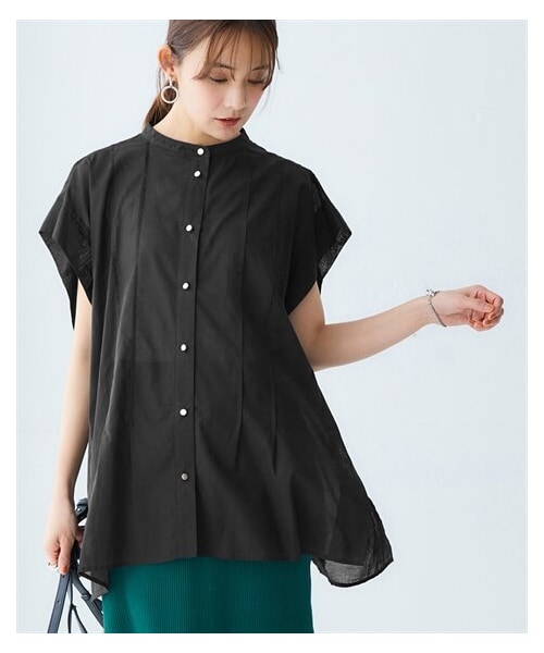 nissen（ニッセン）の「バンドカラーオーバーシャツ（シャツ/ブラウス・レディース・グレイッシュブルー/オフホワイト/黒・S/M/L/LL/3L/4L/5L/6L）」の12枚目の写真