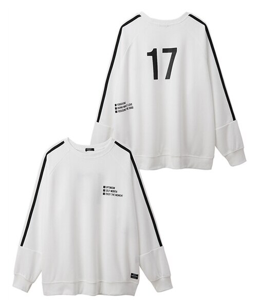 nissen（ニッセン）の「袖切替ライン使いトップス（男の子・女の子）（スウェット・キッズ・オフホワイト/黒・110/120/130/140/150/160）」の6枚目の写真