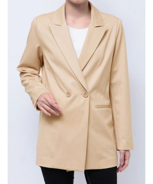 GYDA（ジェイダ）の「ダブルボタンテーラードジャケット【SETUP着用可】（テーラードジャケット・レディース・ブラック/ベージュ・F）」の4枚目の写真