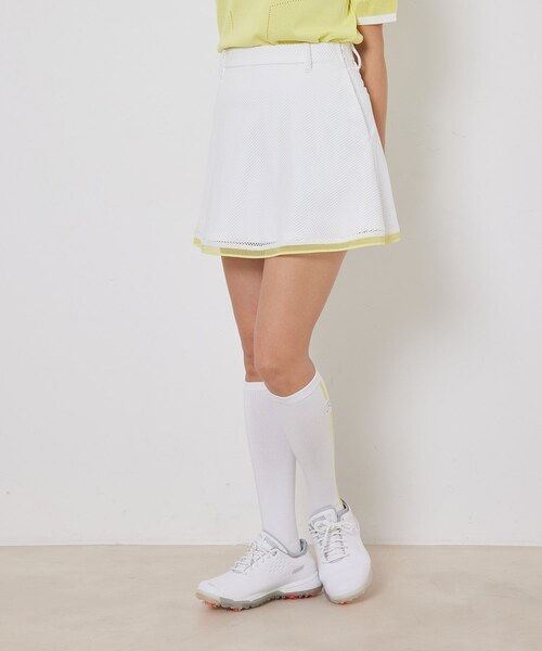 ROPE'（ロペ）の「【UV】【接触冷感】【防透】チェッカーレースフレアスカート（スカート・レディース・ブラック/ライトグリーン/イエロー・L/M/S/XS）」の11枚目の写真