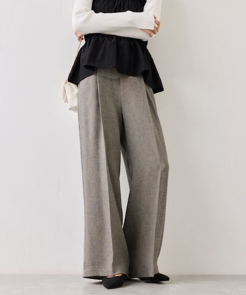 VIS（ビス）の「サマーツイードリボンベルトパンツ/UVケア・イージーケア（その他パンツ・レディース・チャコール/グレー/ベージュ系・M/S/SS）」の5枚目の写真