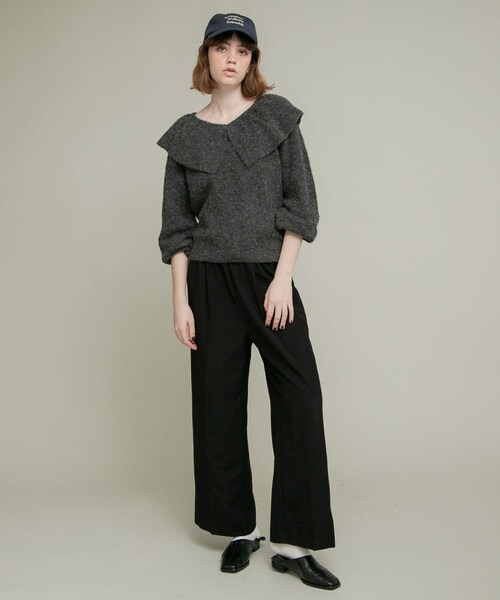 URBAN RESEARCH Sonny Label（アーバンリサーチサニーレーベル）の「『WEB限定』フリルカラーアゼニット（ニット/セーター・レディース・グレー/チャコール/ベージュ・Free）」の20枚目の写真