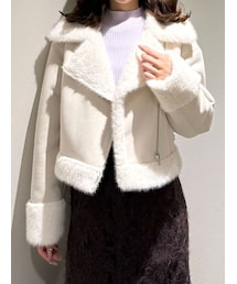 MERCURYDUO | フェイクムートンボンバージャケット(ムートンコート)