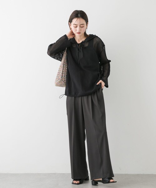 SENSE OF PLACE by URBAN RESEARCH(センスオブプレイスバイアーバンリサーチ)の「フーデットメッシュトップ(その他トップス・レディース・BLACK/IVORY/BROWN・one)」の20枚目の写真