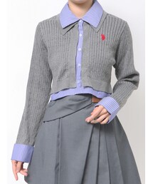 U.S. POLO ASSN. | U.S. POLO ASSN.別注シャツレイヤード風ケーブルカーディガン(カーディガン/ボレロ)