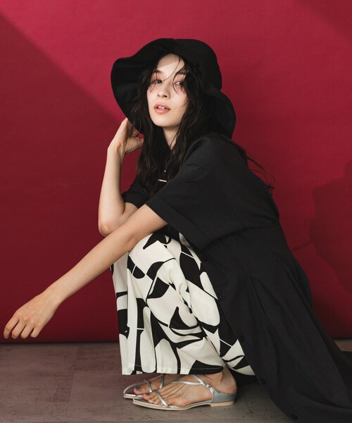 SENSE OF PLACE by URBAN RESEARCH（センスオブプレイスバイアーバンリサーチ）の「ジュートライクフリルハット（ハット・レディース・BLACK/BEIGE/BLK×WHT・One）」の7枚目の写真