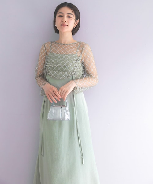URBAN RESEARCH ROSSO（アーバンリサーチロッソ）の「kaene　ドロストギャザーセパレートドレス（ワンピース・レディース・GRAY/MINT・36）」の2枚目の写真