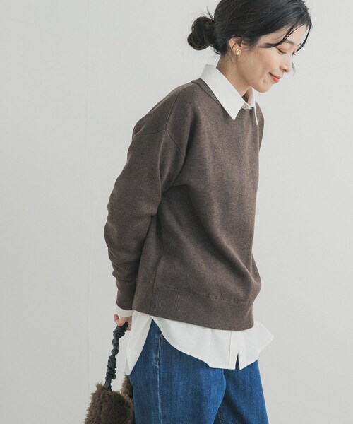 URBAN RESEARCH DOORS（アーバンリサーチドアーズ）の「Wフェイスボートネックニット（ニット/セーター・レディース・YELLOW/ASH MINT/BROWN/GRAY・Free）」の20枚目の写真