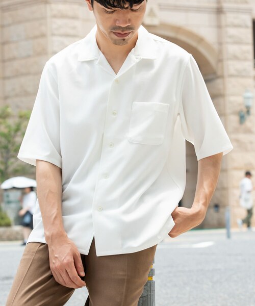 URBAN RESEARCH ROSSO（アーバンリサーチロッソ）の「『WEB限定』『セットアップ対応』パナマ風オープンカラー半袖シャツ（シャツ/ブラウス・メンズ・NAVY/WHITE/ICE GRAY/MOCHA/BLACK・M/L）」の9枚目の写真