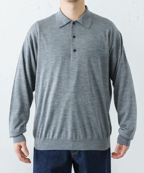 URBAN RESEARCH（アーバンリサーチ）の「YLEVE　W/S CASHMERE  KNIT POLO（ニット/セーター・メンズ・020 GREY/120 NAVY/100 RED・4）」の6枚目の写真