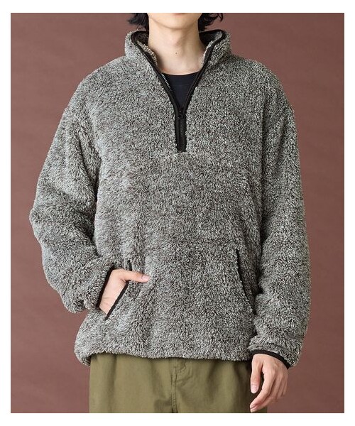nissen（ニッセン）の「ふわもこボアフリースハーフジッププルオーバー【大きいサイズ有】（スウェット・メンズ・グレー系/ブルーグリーン系/ネイビー・M/L/LL/3L/4L/5L/6L/8L/10L）」の11枚目の写真