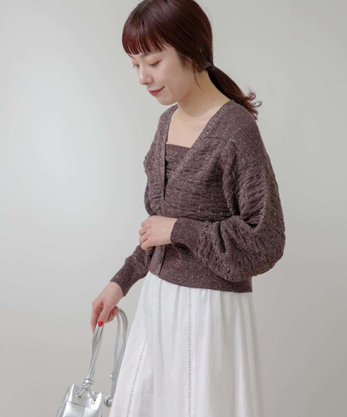 URBAN RESEARCH ROSSO（アーバンリサーチロッソ）の「F by ROSSO　ラメニットビスチェ+カーディガン（カーディガン/ボレロ・レディース・BROWN/GREIGE・FREE）」の5枚目の写真