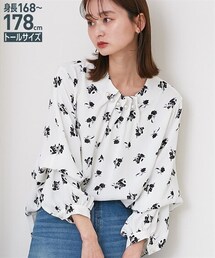 nissen | 高身長　パールモチーフギャザー袖2WAYブラウス（トールサイズ）(シャツ/ブラウス)